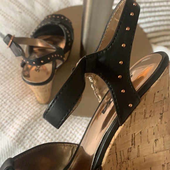 black and copper wedge cork sandal shoes by Soda - Picture 7 of 10